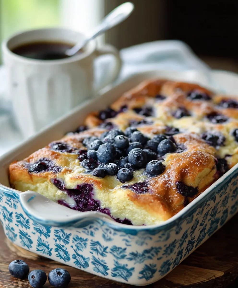 Blueberry Buttermilk Pancake Casserole-Easy Breakfast Bake