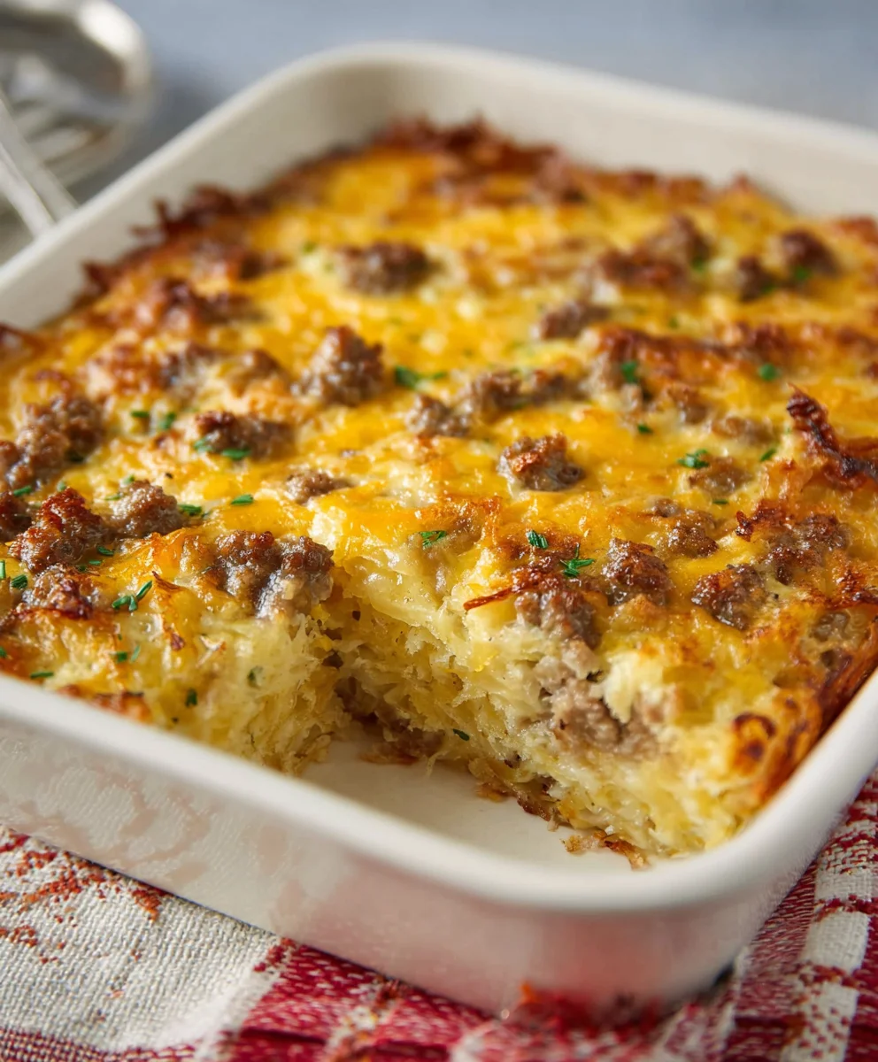 Beef Sausage Hash Brown Breakfast Casserole Recipe