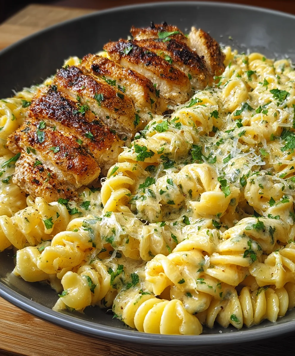 Creamy Garlic Parmesan Chicken Pasta Delight