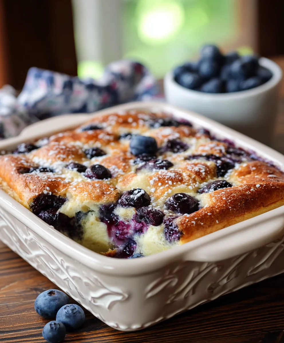 Blueberry Buttermilk Pancake Casserole-Easy Breakfast Bake