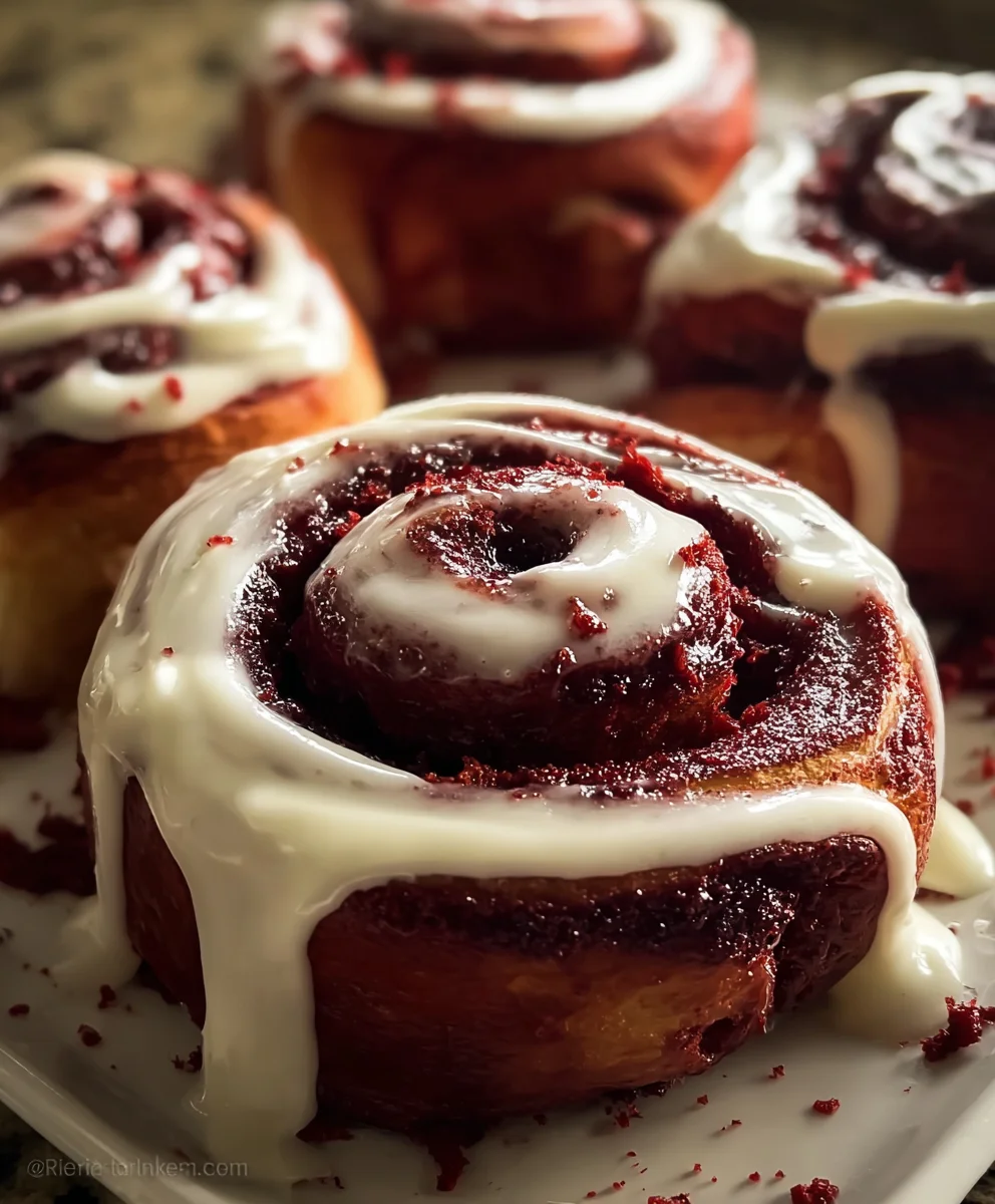 Decadent Red Velvet Cinnamon Rolls - Festive Baking