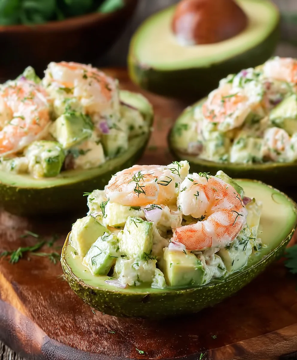 Shrimp Salad Stuffed Avocados - Fresh & Easy Recipe