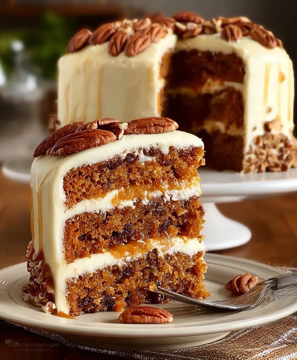 Heavenly Caramel Pecan Carrot Cake Recipe