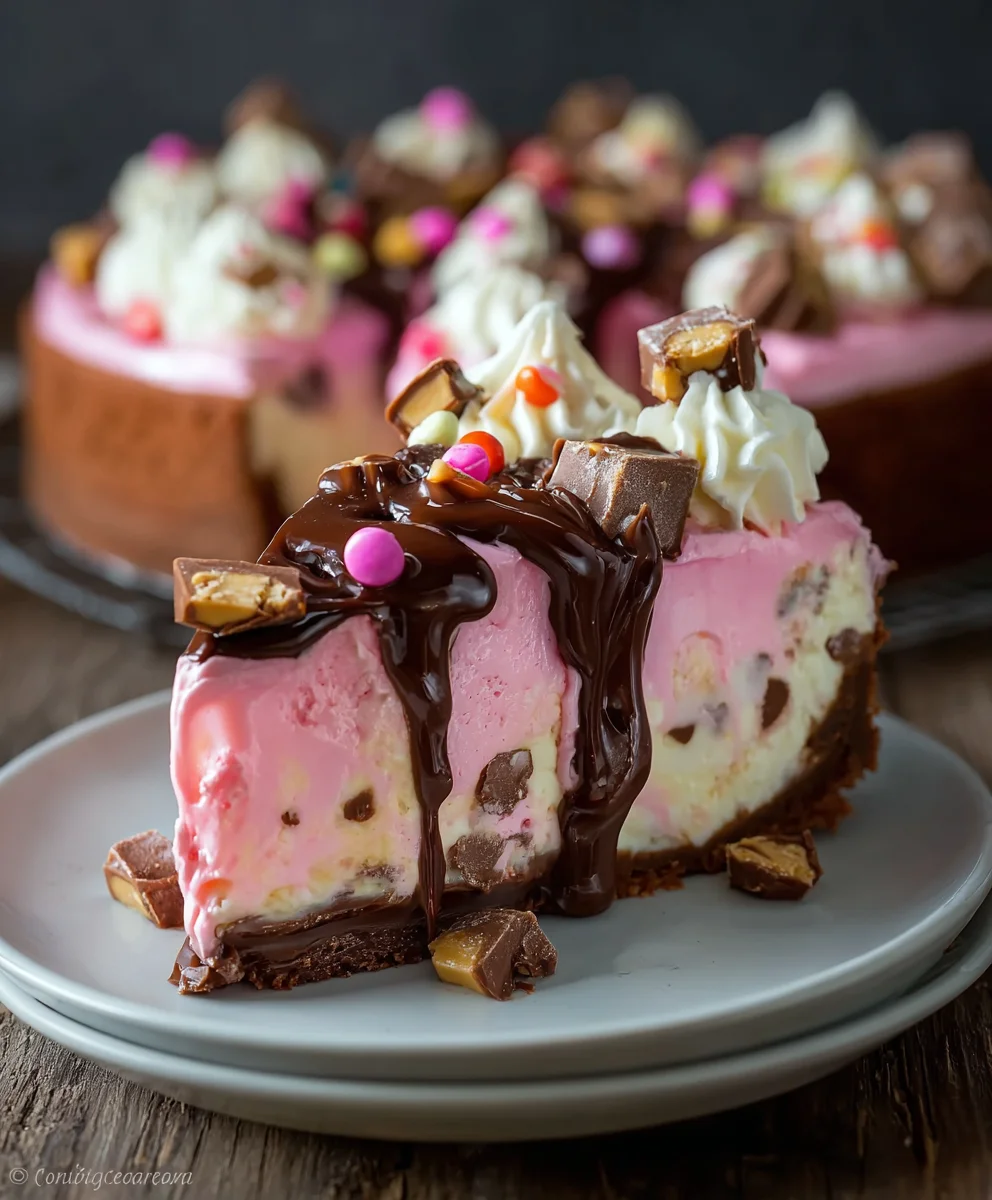Pink Snickers Cheesecake-Decadent Dessert Bliss