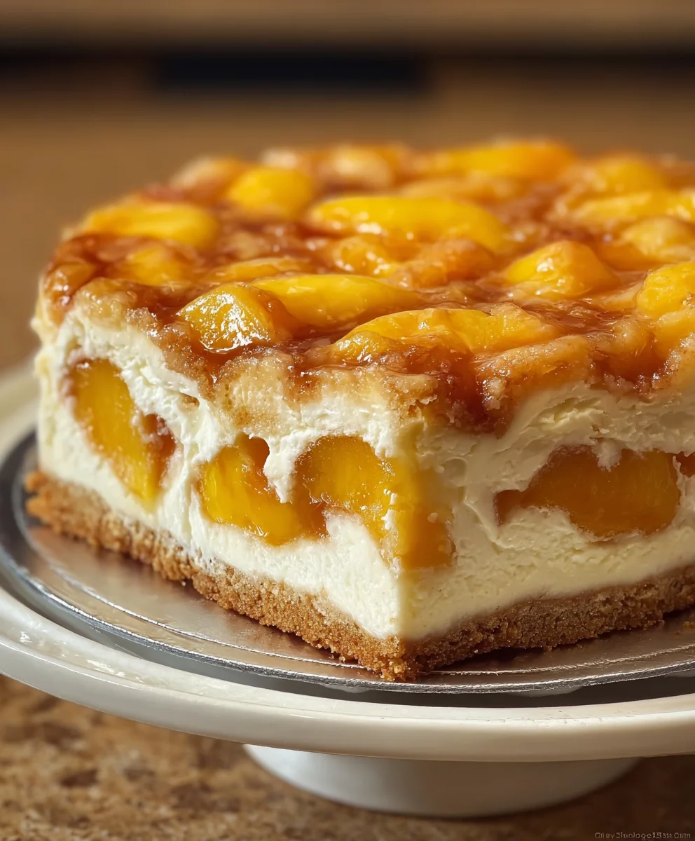 Peach Cobbler Cheesecake Cake - A Sweet Slice