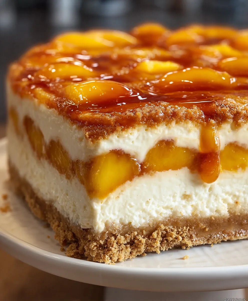 Peach Cobbler Cheesecake Cake - Delicious Dessert