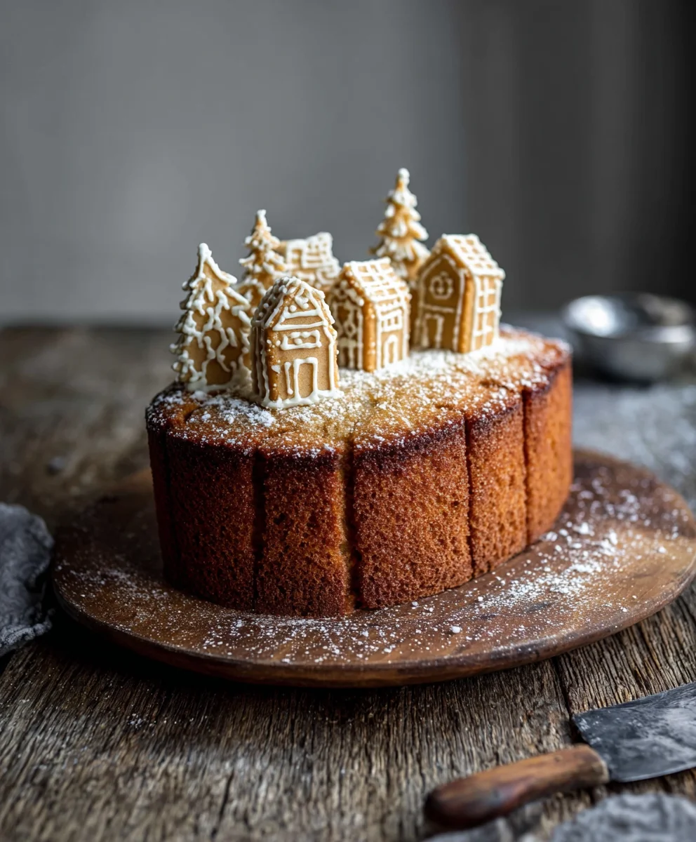 Gin Gin Extractract Gingerbread Village Cake Recipe - Festive Delight