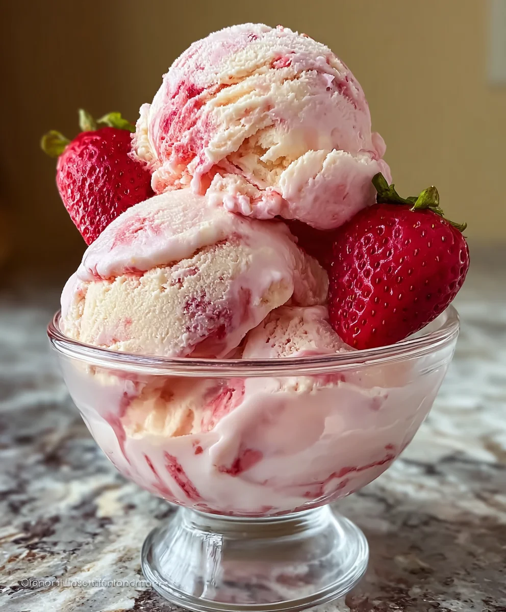 Homemade Strawberry Ice Cream-Easy No-Churn Recipe