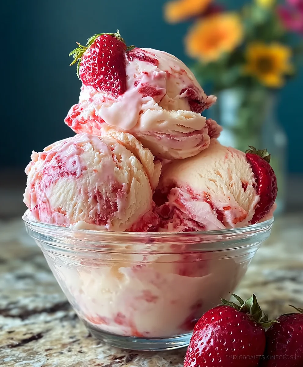 Easy Strawberry Ice Cream Recipe - No Machine