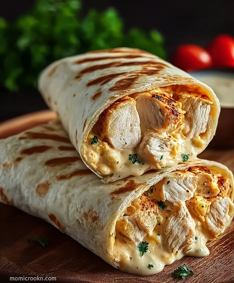 Cheesy Chicken Garlic Wraps-Easy Delicious Dinner