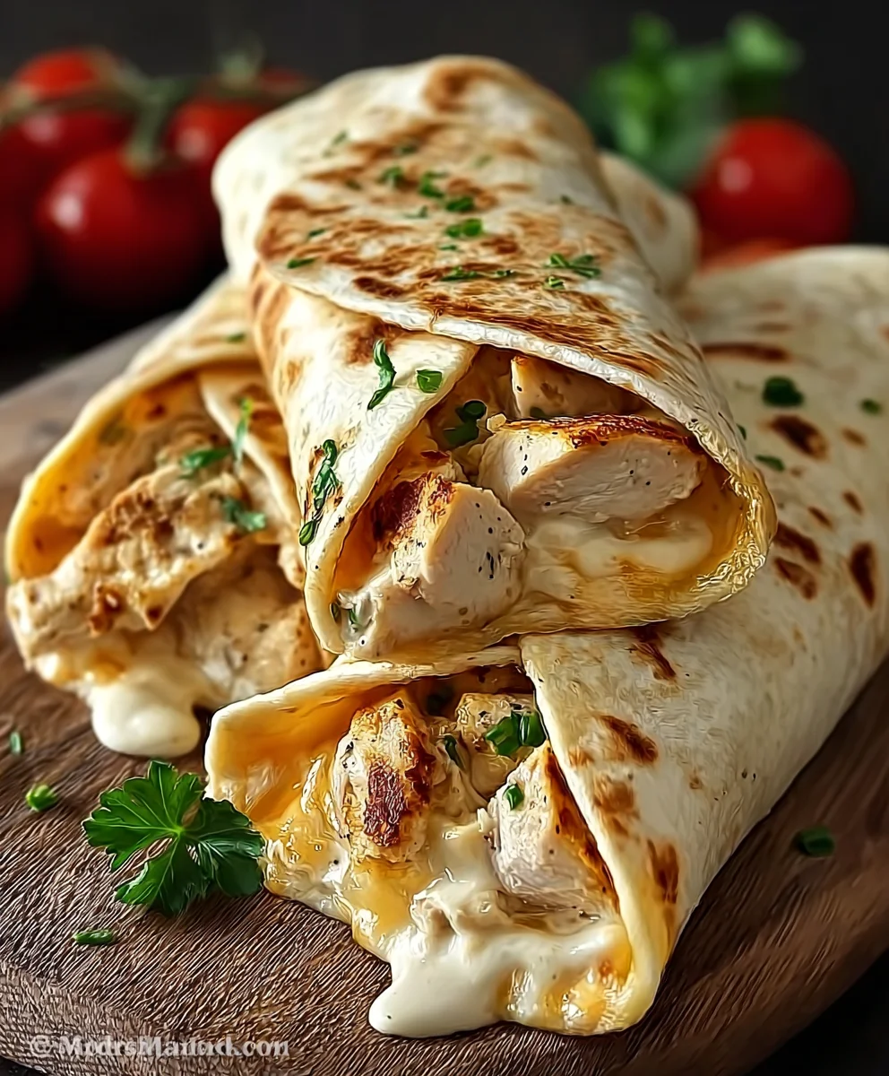 Cheesy Chicken Garlic Wraps-Easy Delicious Dinner