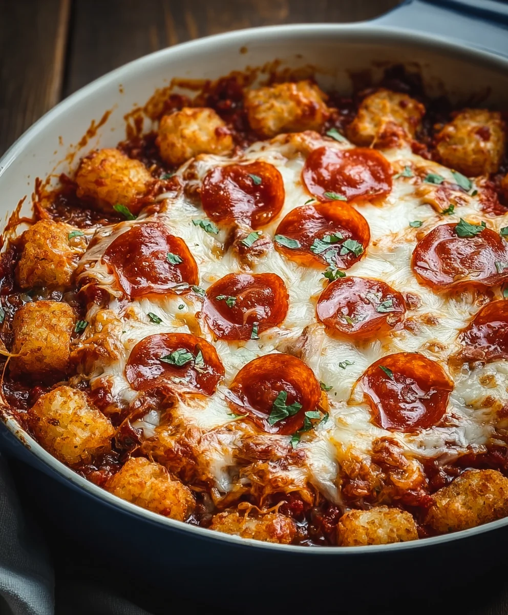 Easy Beef Pizza Tot Casserole