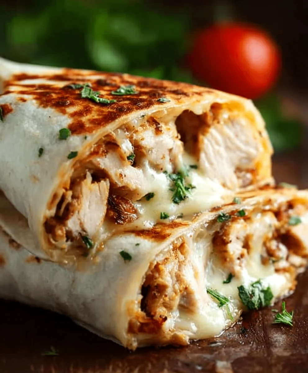 Easy Cheesy Garlic Chicken Wraps - Quick Dinner Idea