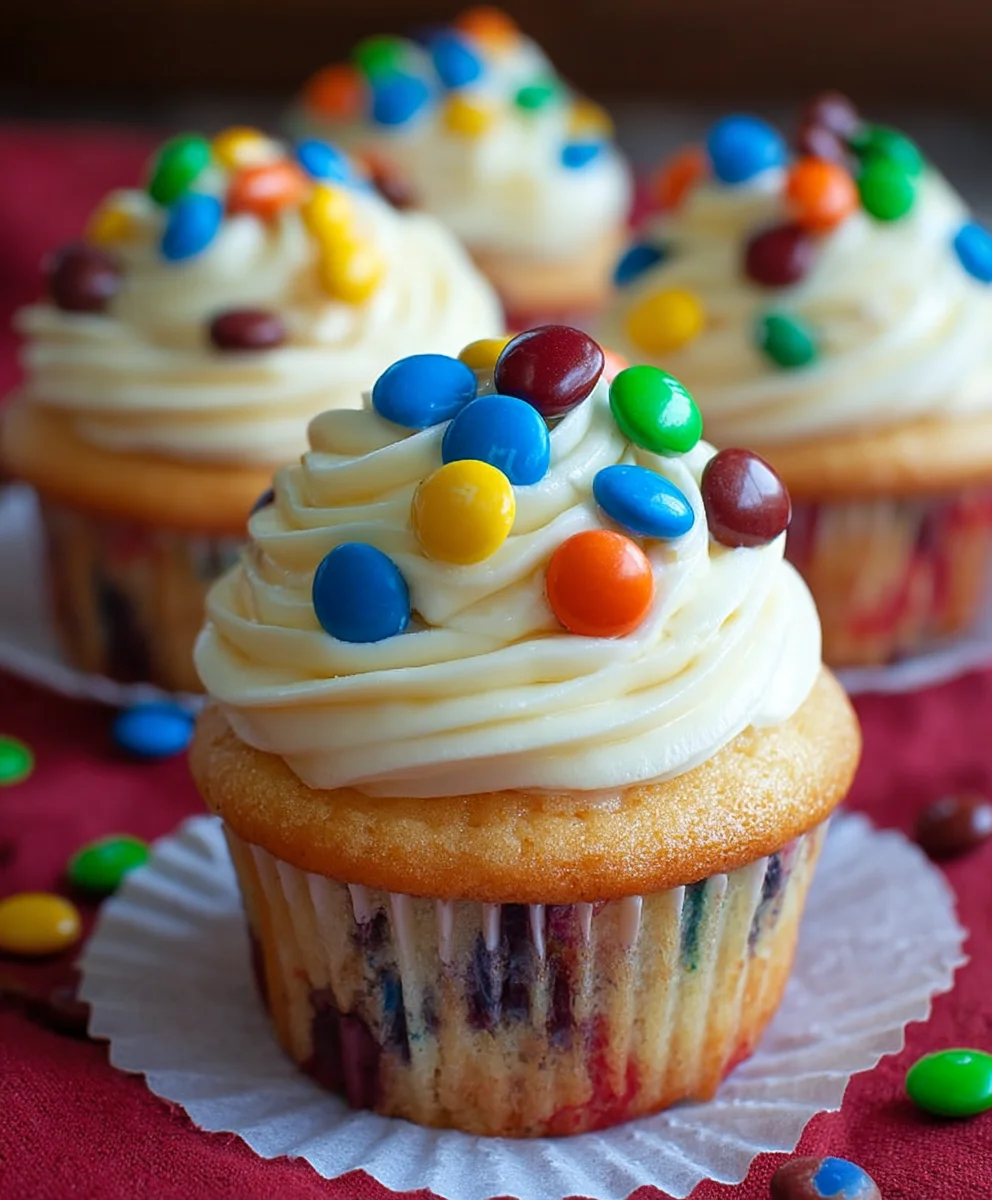 M&M Cupcakes-Easy Fun Dessert Recipes