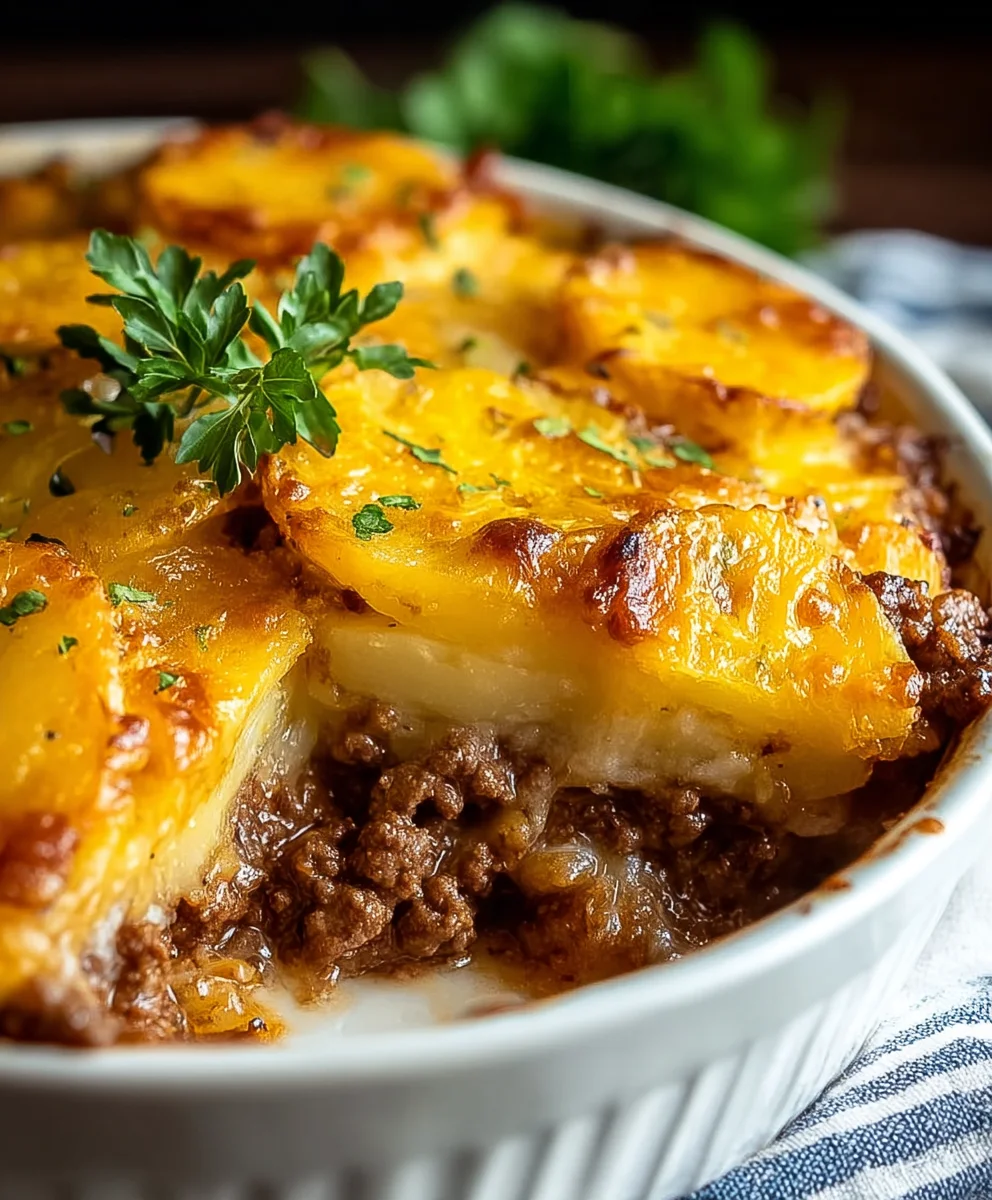 Cheesy Beef Hamburger Potato Casserole