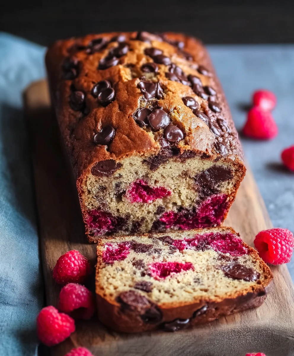 Raspberry Dark Chocolate Banana Bread