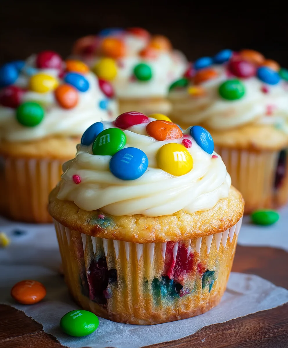 M&M Cupcakes-Easy Fun Dessert Recipes