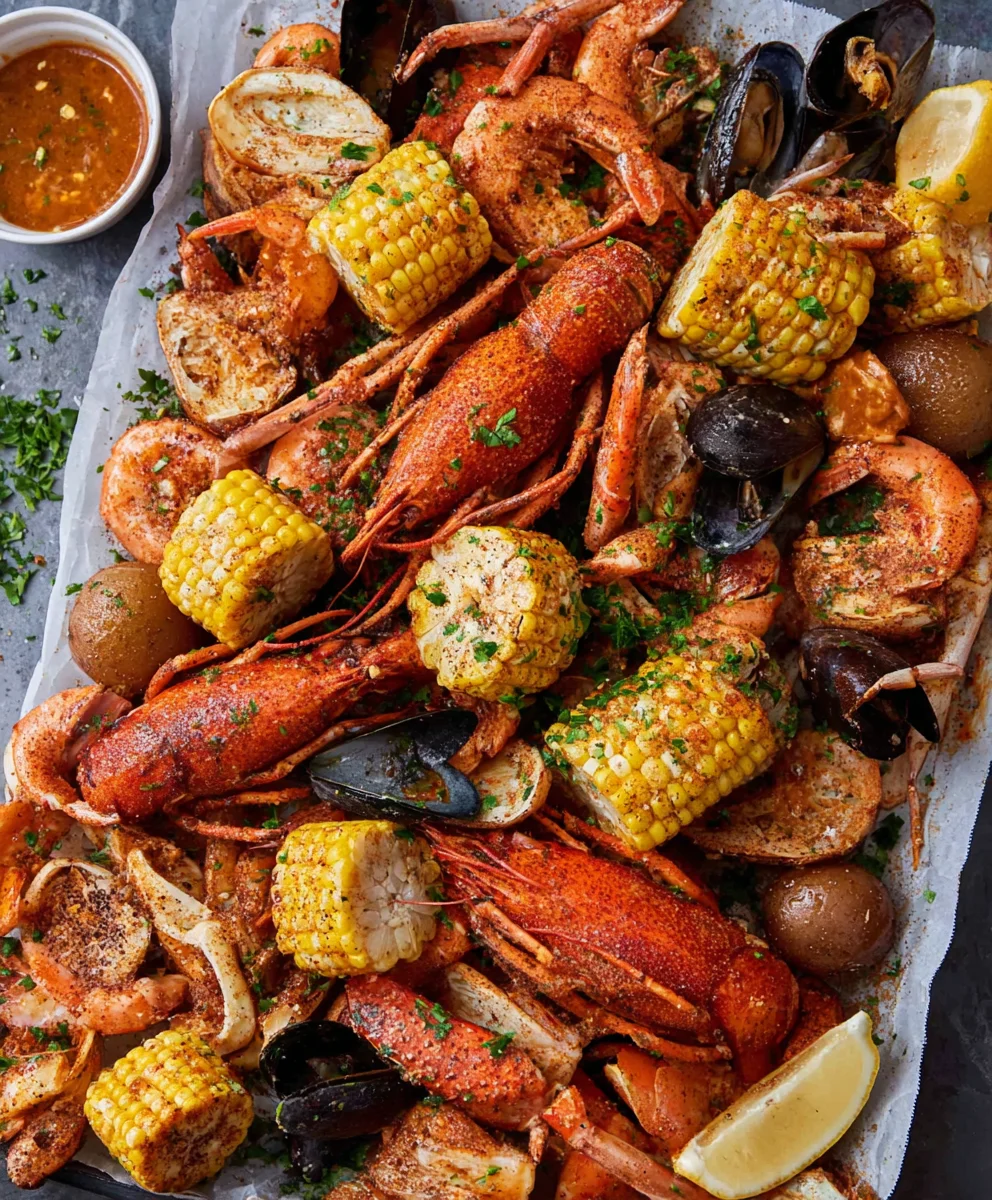 Spicy Cajun Seafood Boil-Garlic Butter Buttered Delight