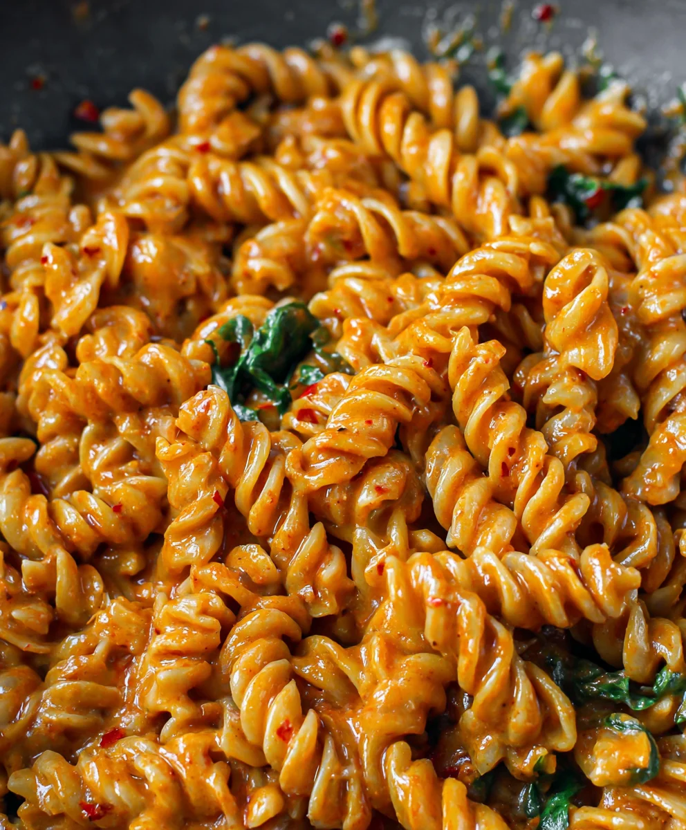 Creamy Vegan Spicy Fusilli Pasta - Quick & Easy