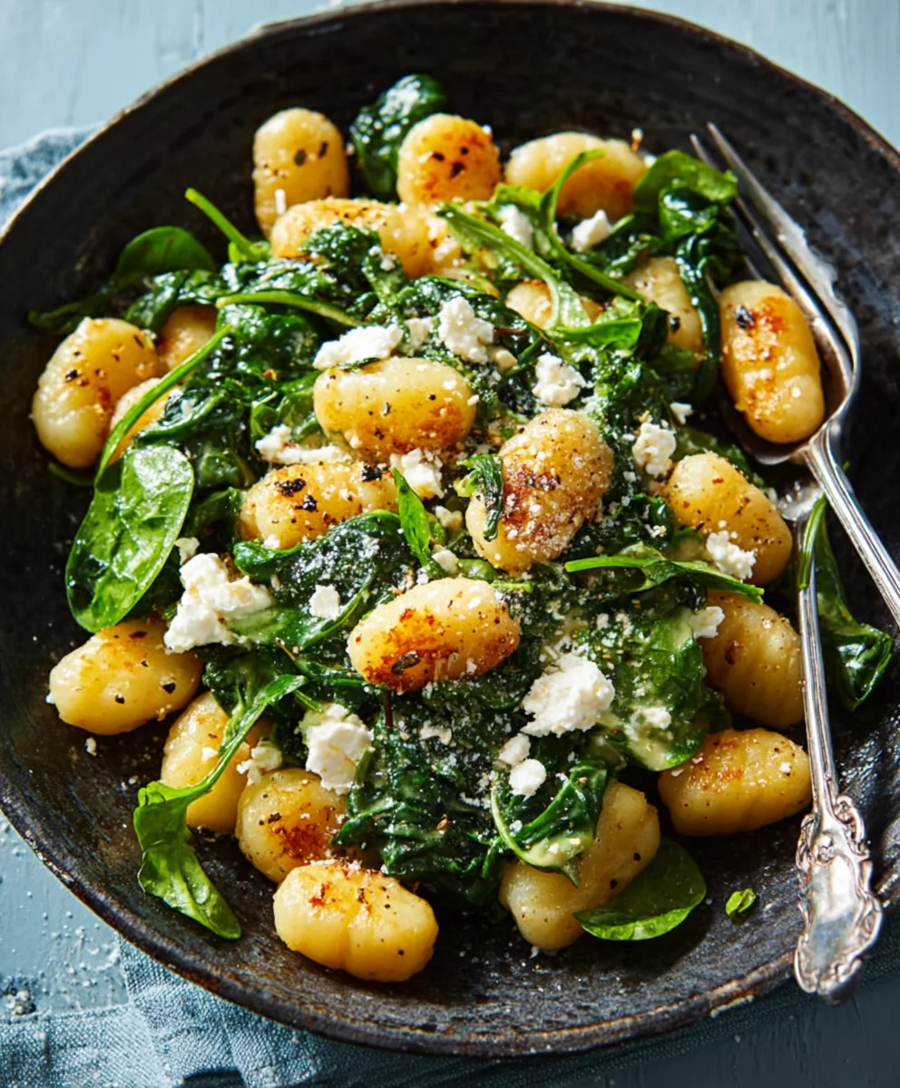 Crispy Gnocchi Spinach Feta Recipe