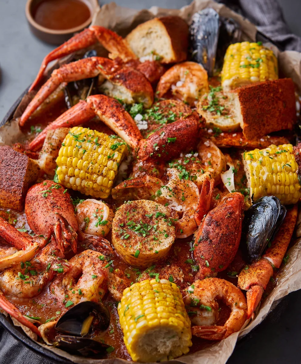 Spicy Cajun Seafood Boil-Garlic Butter Buttered Delight