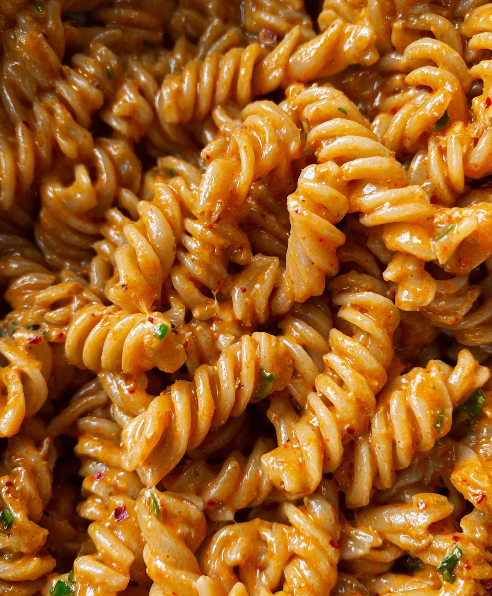 Creamy Vegan Spicy Fusilli Pasta- Quick & Easy