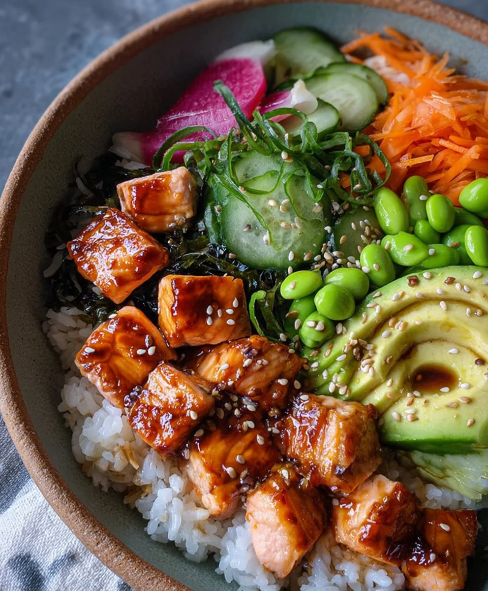 Easy Teriyaki Salmon Sushi Bowl Gluten-Free