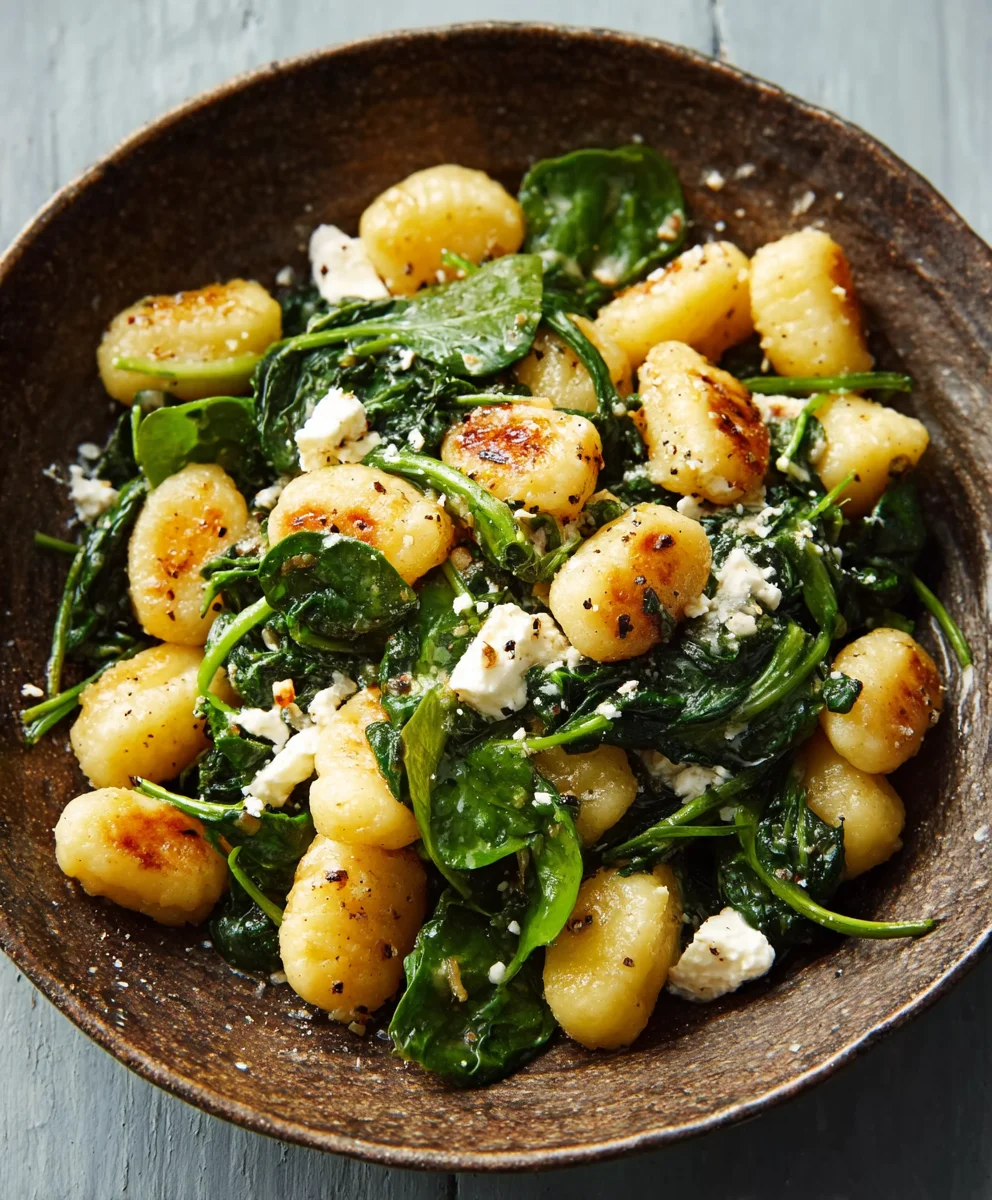 Crispy Gnocchi Spinach Feta Recipe