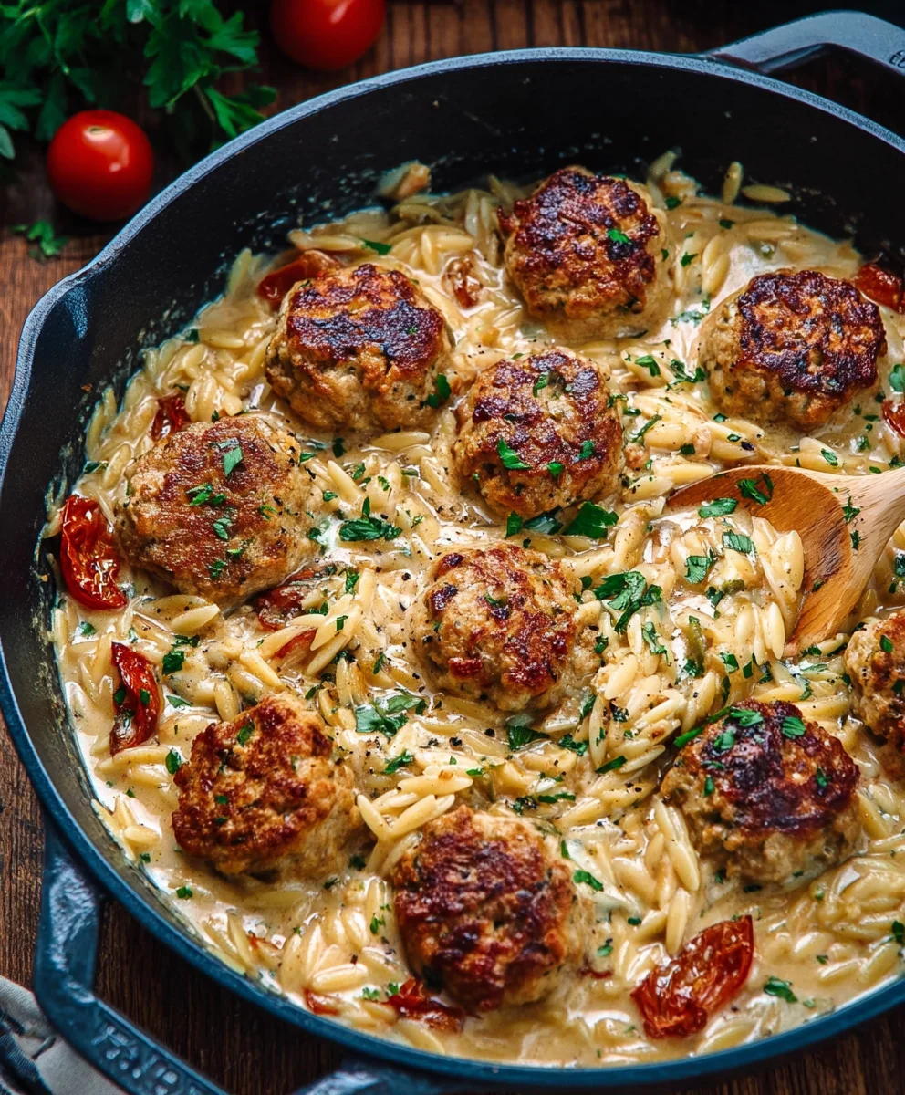 Marry Me Chicken Meatball Orzo - Creamy Delight