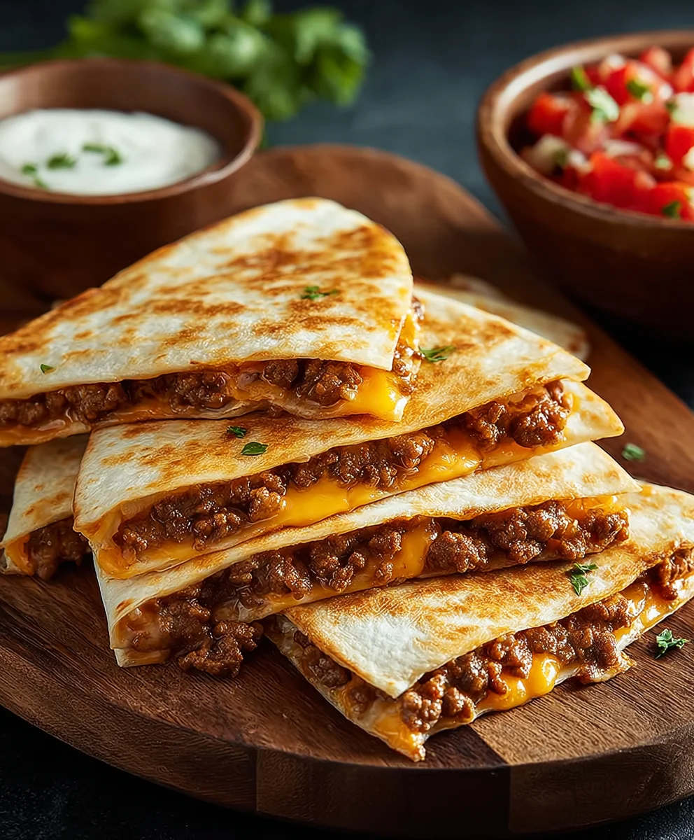 Easy Cheesy Ground Beef Quesadillas Recipe