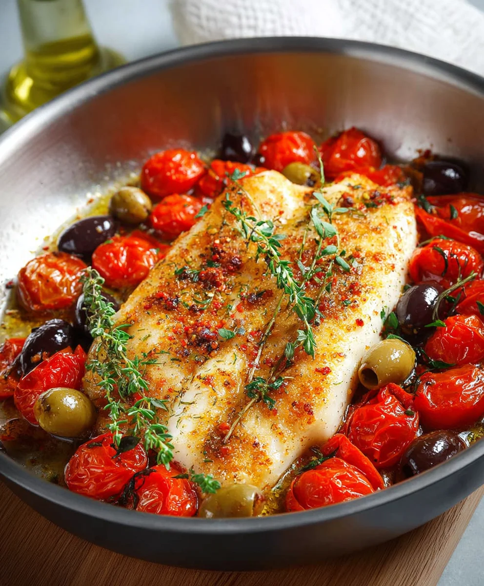 Easy Baked Fish Cherry Tomato Olive Recipe