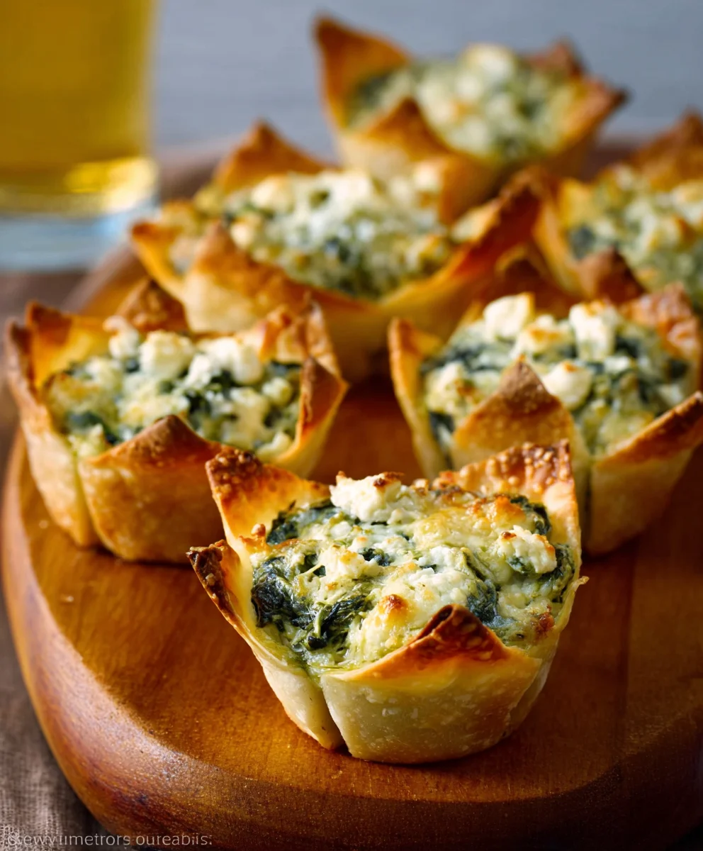 Spinach Artichoke Wonton Cups Delicious Appetizer