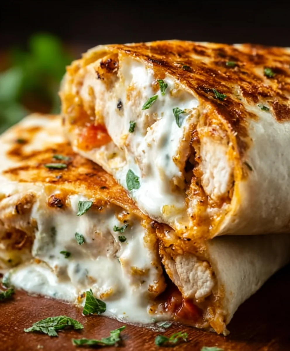Easy Cheesy Garlic Chicken Wraps - Quick Dinner Idea