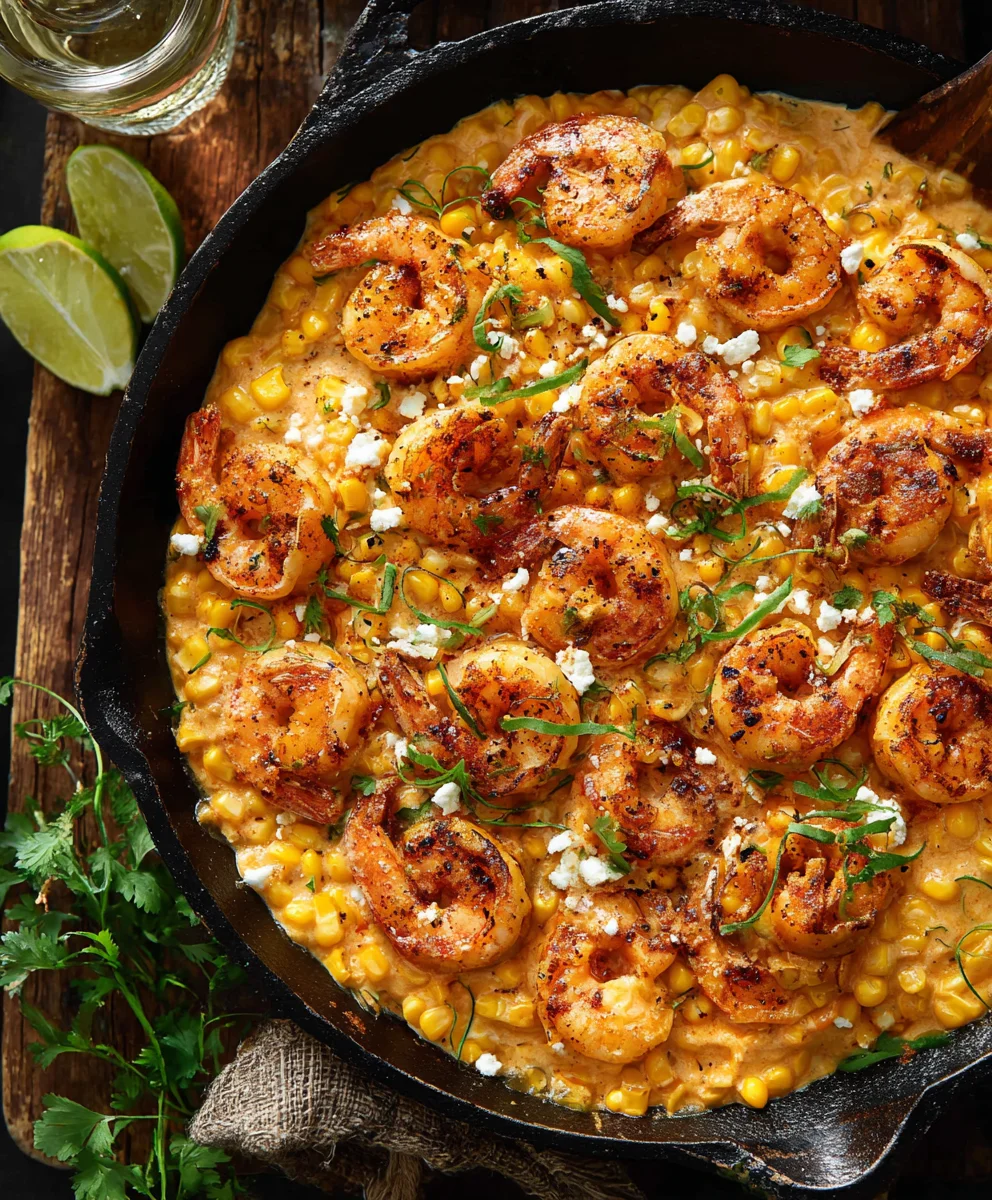Easy Shrimp Creamed Corn One Pan Meal