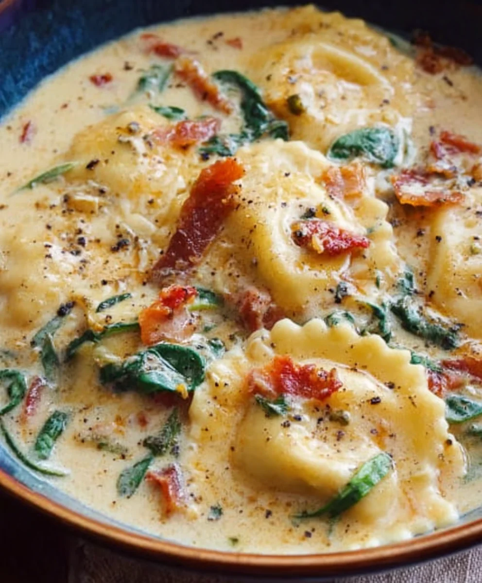 Creamy Tuscan Ravioli Soup - Delicious & Easy Recipe