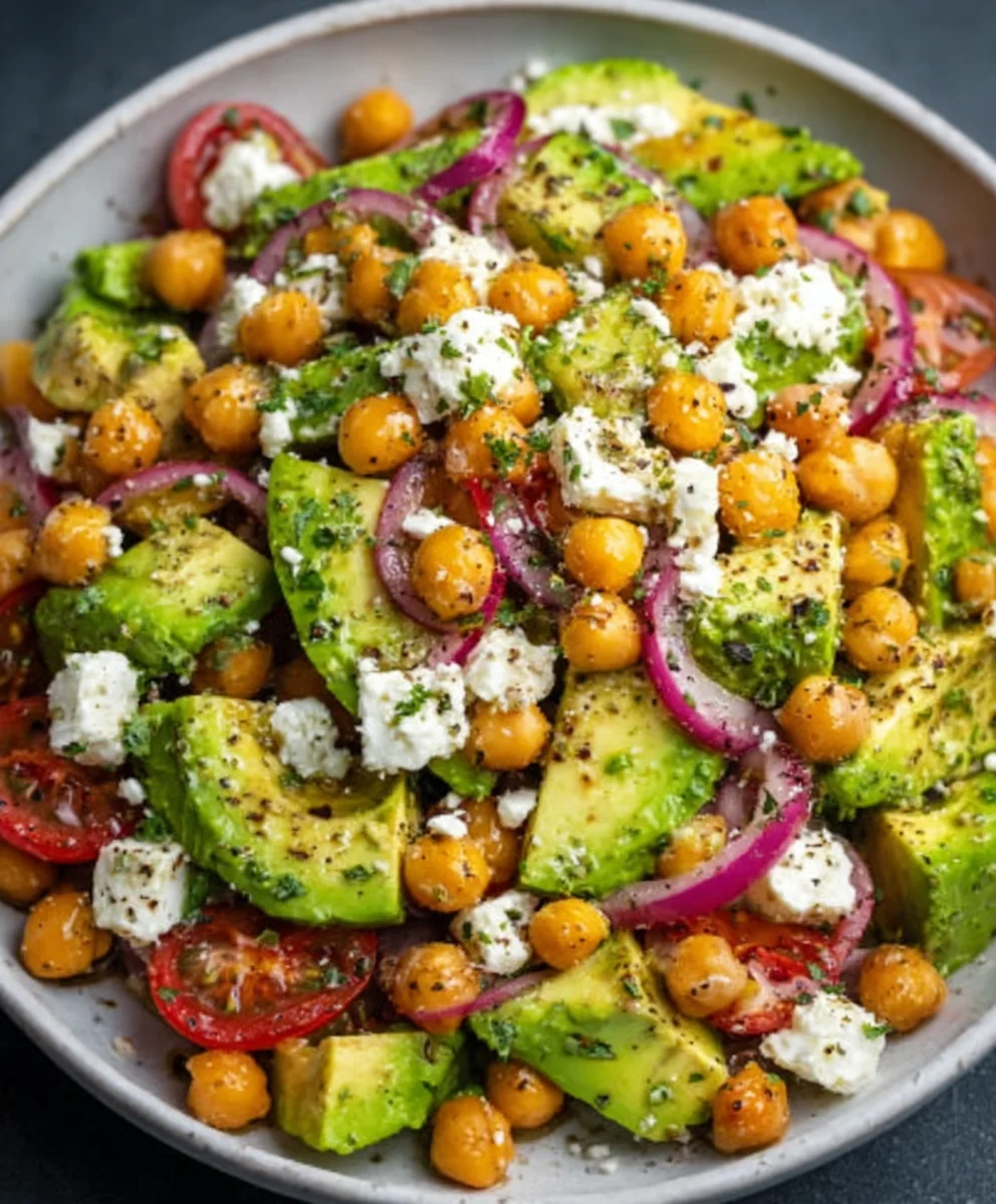 Chickpea Feta Avocado Salad - Easy & Fresh Recipe