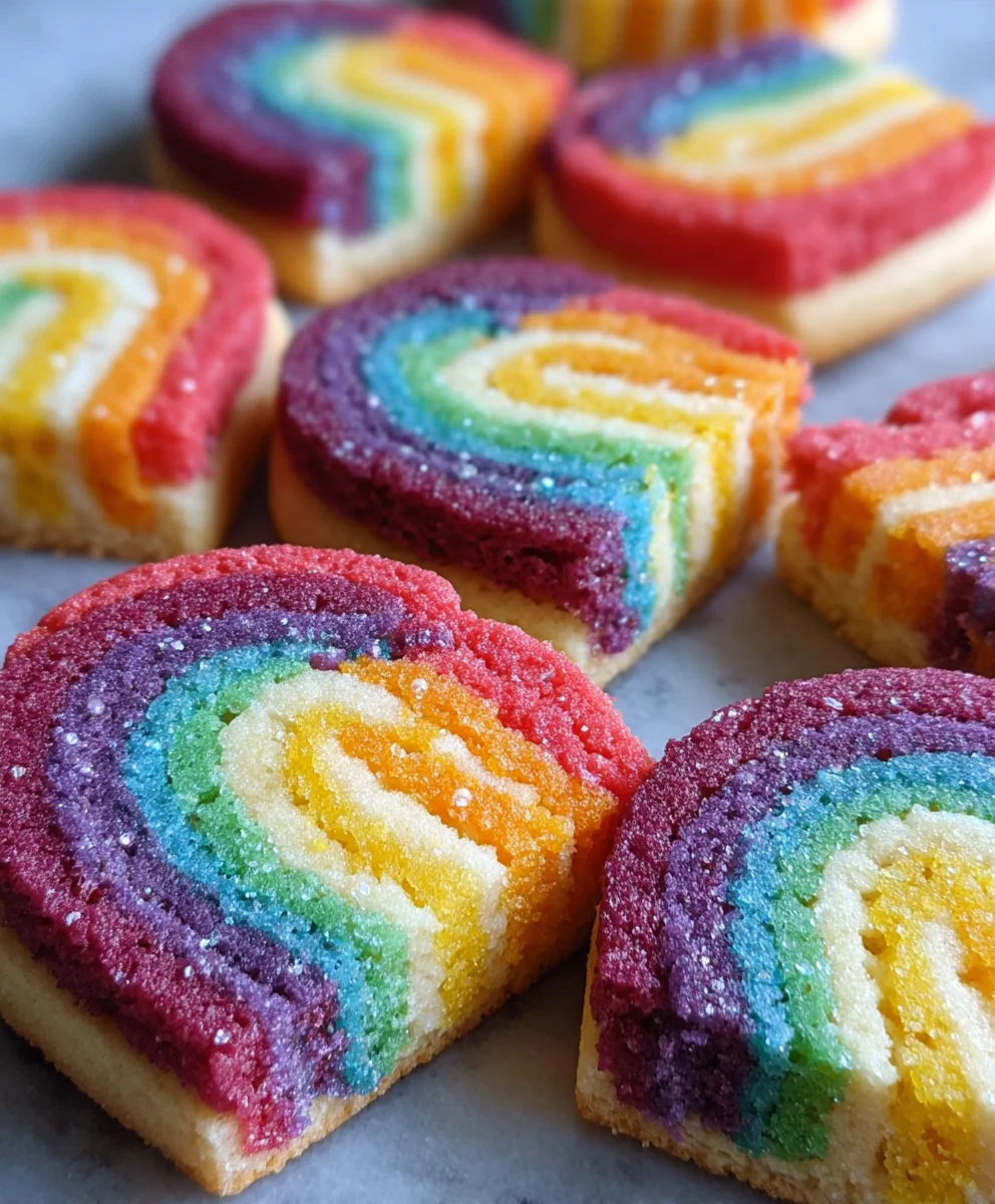 Piped Rainbow Shortbread Cookies