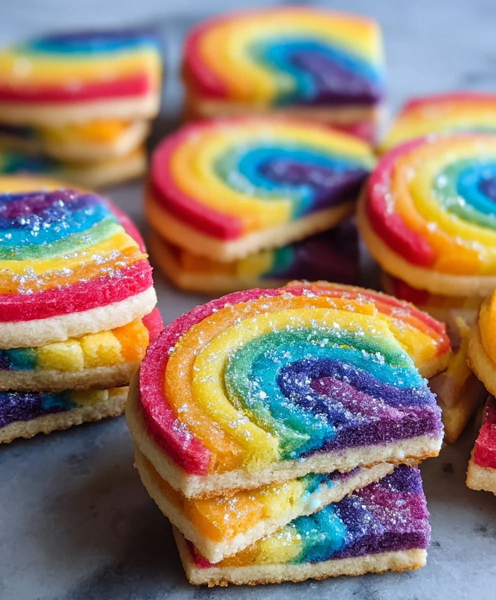 Piped Rainbow Shortbread Cookies- Easy Festive Treats
