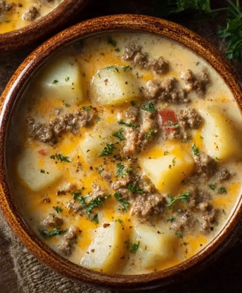 Cheesy Beef Beef Hamburger Potato Soup Recipe