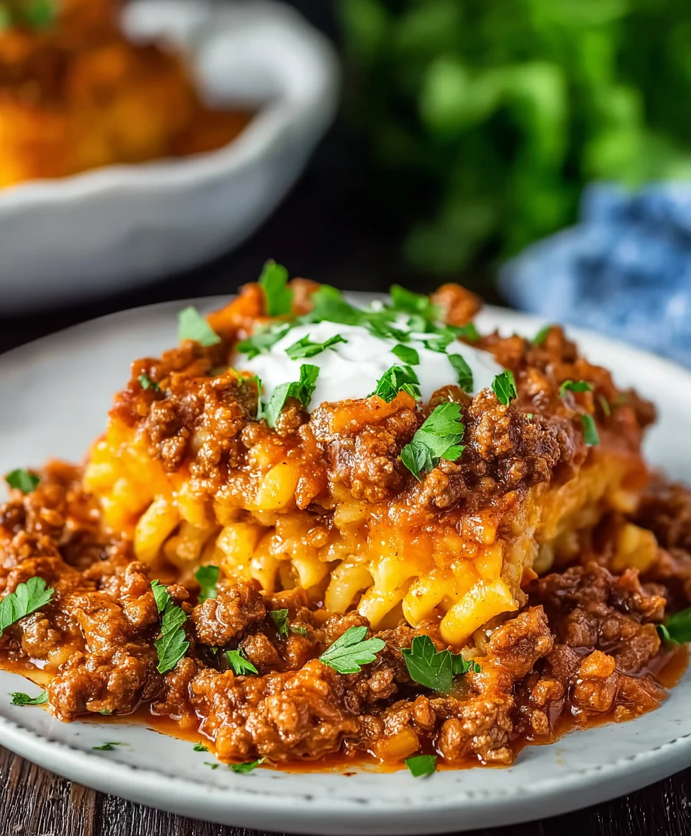 Easy Beef Sloppy Joe Casserole-Quick & Delicious