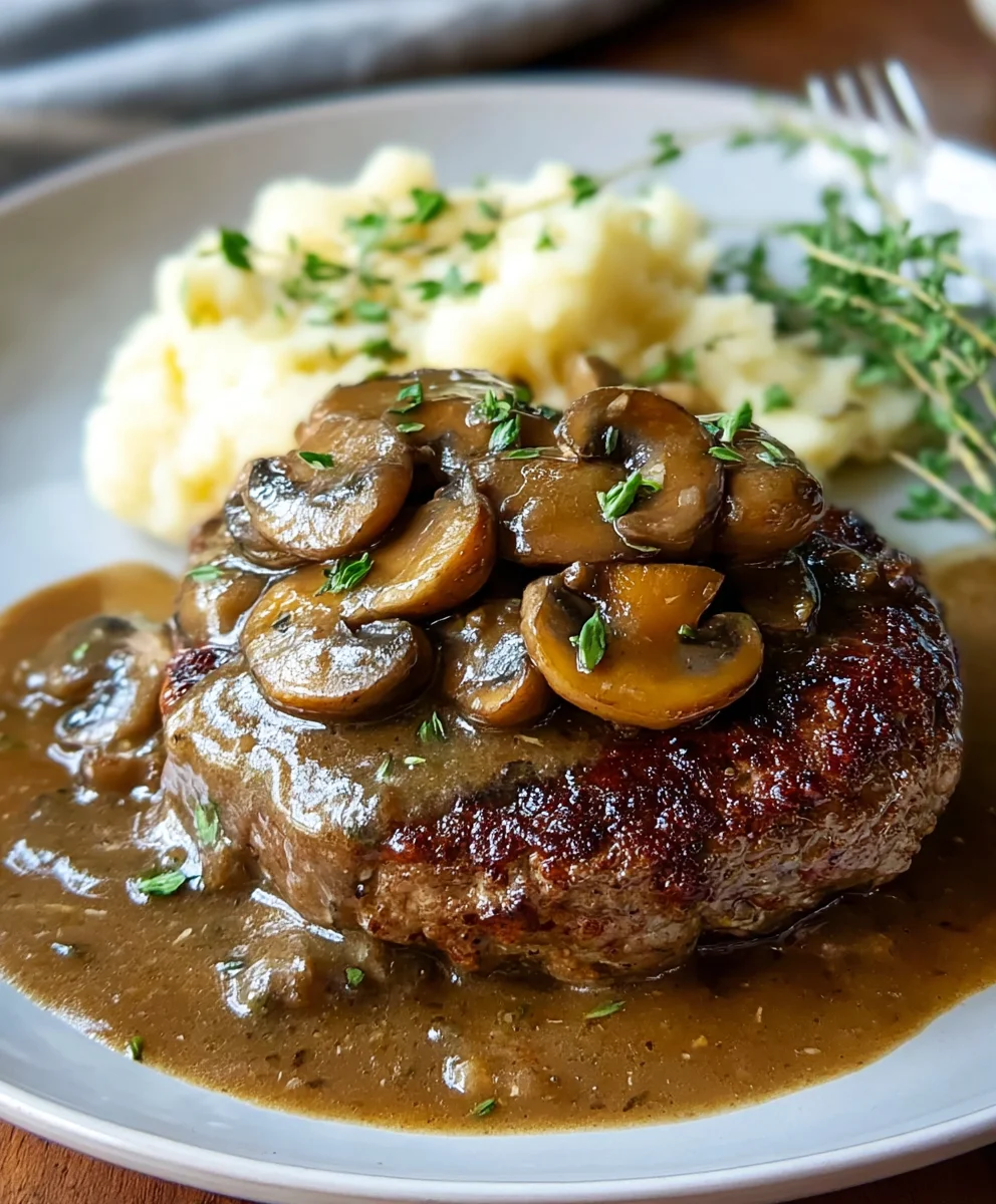 Bobby Flay's Beef Salisbury Steak Mushroom Gravy