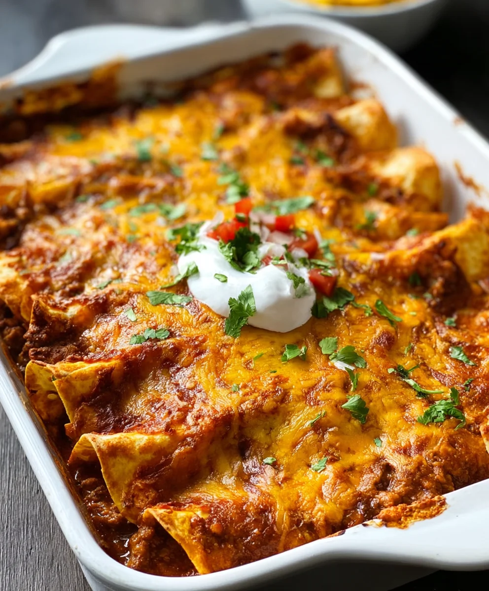 Easy Beef Tortilla Chip Enchiladas-Quick Dinner Recipe