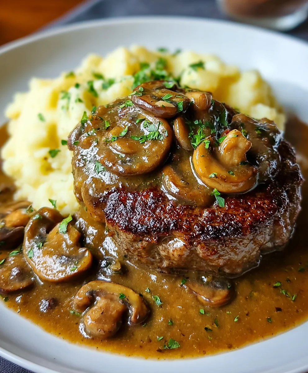 Bobby Flay's Beef Salisbury Steak Mushroom Gravy