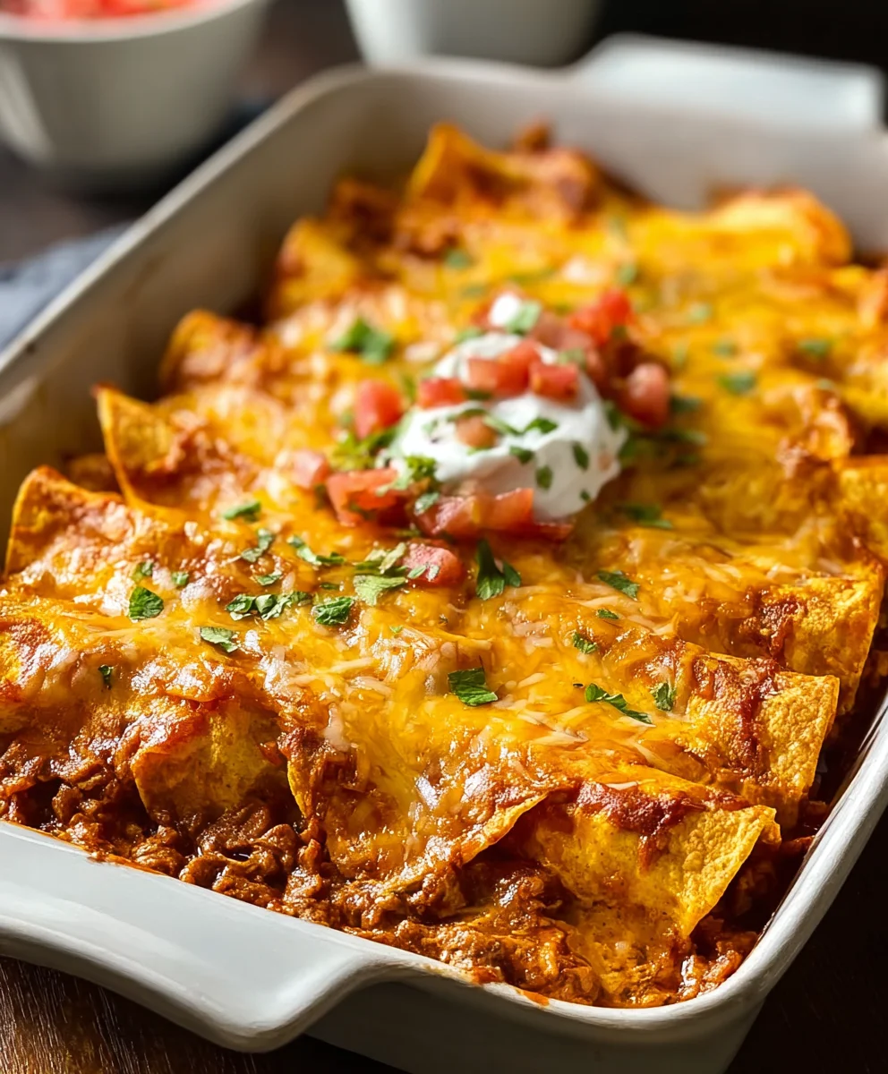 Easy Beef Tortilla Chip Enchiladas-Quick Dinner Recipe