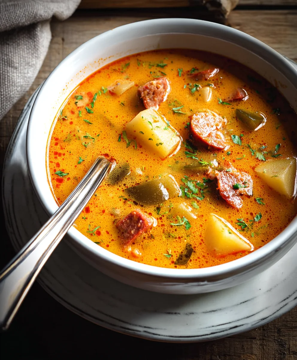 Hearty Spanish Potato Soup with Beef Chorizo