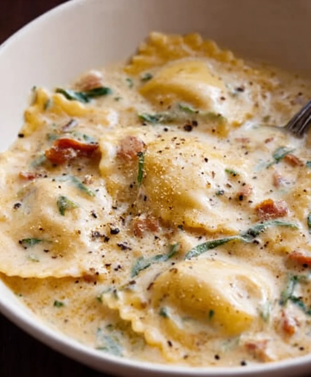 Creamy Tuscan Ravioli Soup - Delicious & Easy Recipe