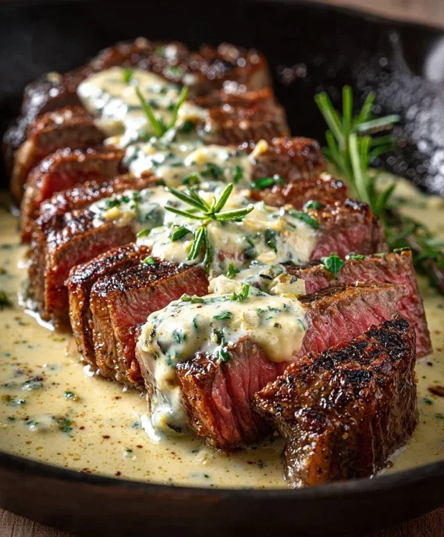 Garlic Butter Steak With Parmesan Cream Sauce