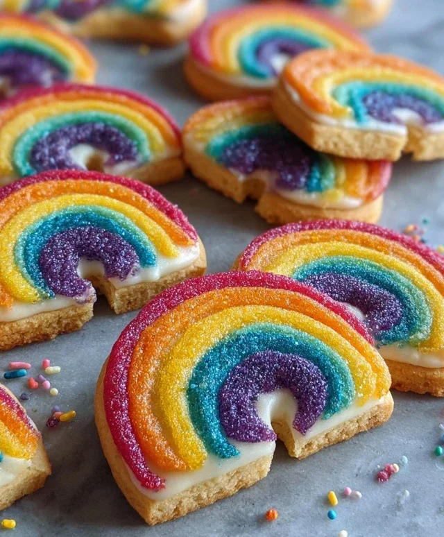 Piped Rainbow Shortbread Cookies