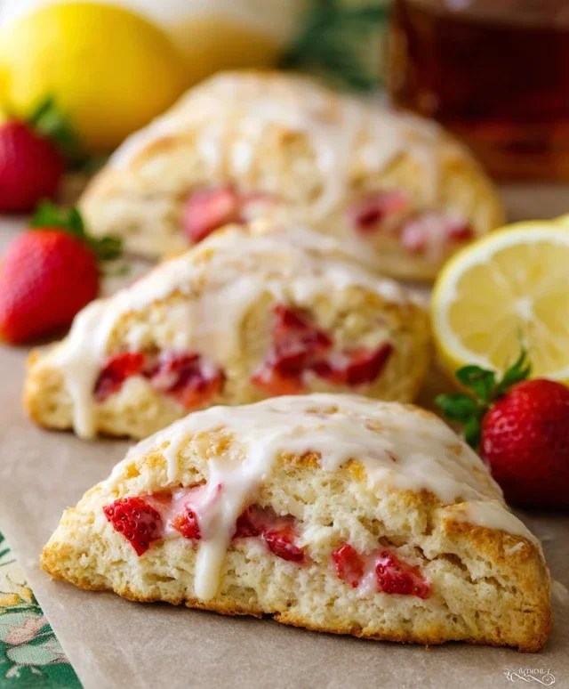 Strawberry Lemon Cream Scones