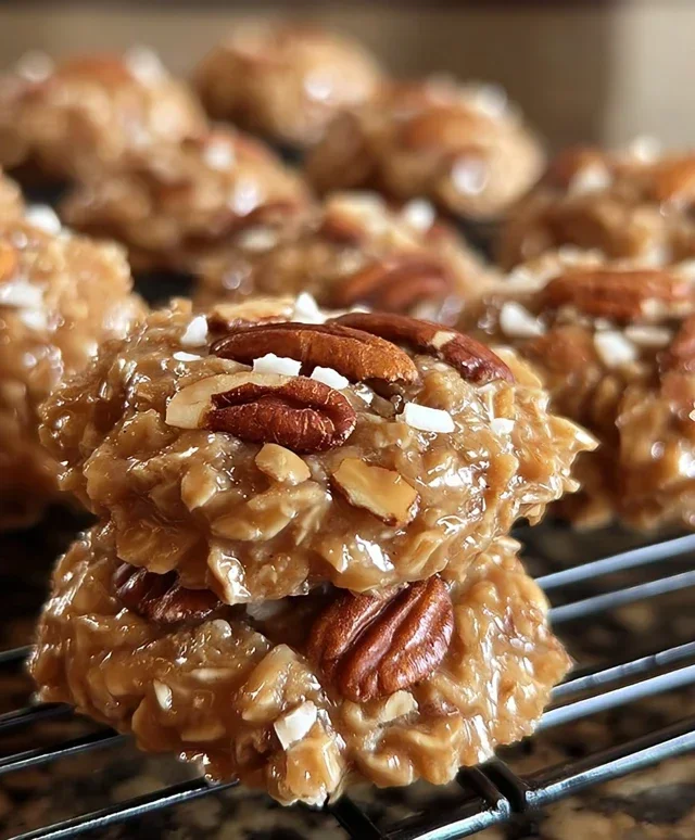 No Bake Pecan Coconut Praline Cookies
